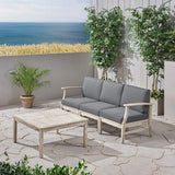 Christopher Knight Home® Perla 3-Seater Outdoor Sofa & Table Set, Grey