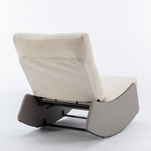 English Elm Modern Rocking Chair Recliner with Adjustable Soft Backrest, Sturdy Frame, Plush Leg Support for Relaxing Gray+Beige W1143P163505