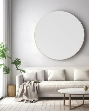 English Elm 42 Inch Round Bathroom Mirror 42" 4mm HD Shatterproof Glass with Anti-Rust Metal Frame and Easy Mounting Silver W2203P304238
