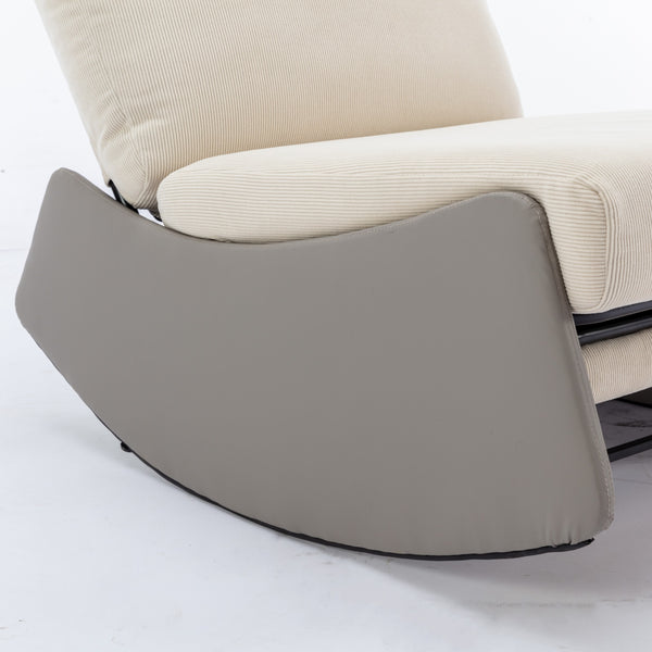 English Elm Modern Rocking Chair Recliner with Adjustable Soft Backrest, Sturdy Frame, Plush Leg Support for Relaxing Gray+Beige W1143P163505