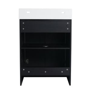 English Elm 24 Inch Freestanding Bathroom Vanity With Resin Sink, Soft-Close Doors & Adjustable Storage Options W999S00177