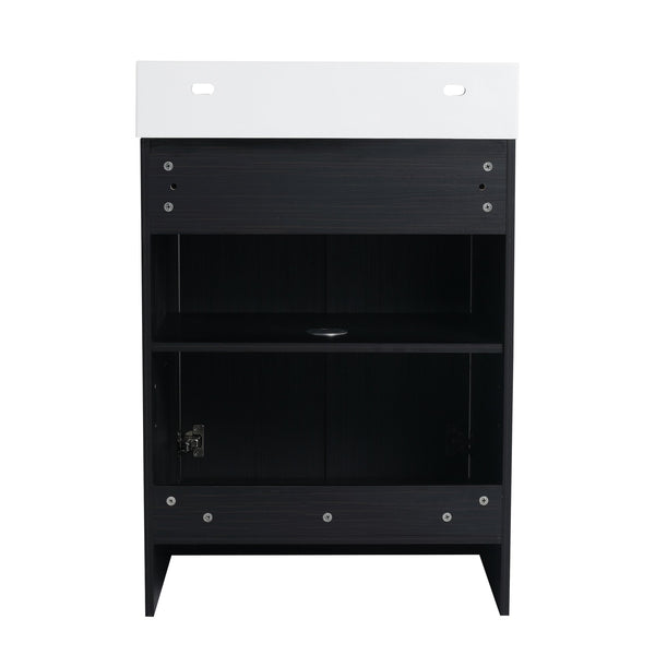 English Elm 24 Inch Freestanding Bathroom Vanity With Resin Sink, Soft-Close Doors & Adjustable Storage Options W999S00177