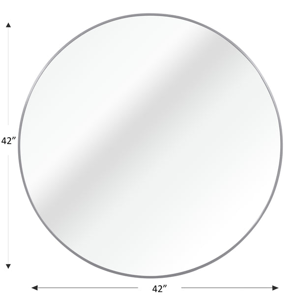 English Elm 42 Inch Round Bathroom Mirror 42" 4mm HD Shatterproof Glass with Anti-Rust Metal Frame and Easy Mounting Silver W2203P304238