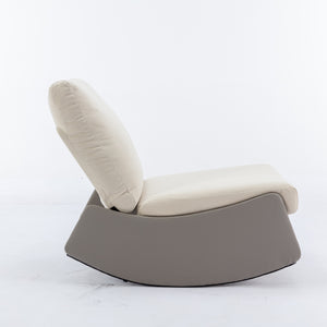 English Elm Modern Rocking Chair Recliner with Adjustable Soft Backrest, Sturdy Frame, Plush Leg Support for Relaxing Gray+Beige W1143P163505