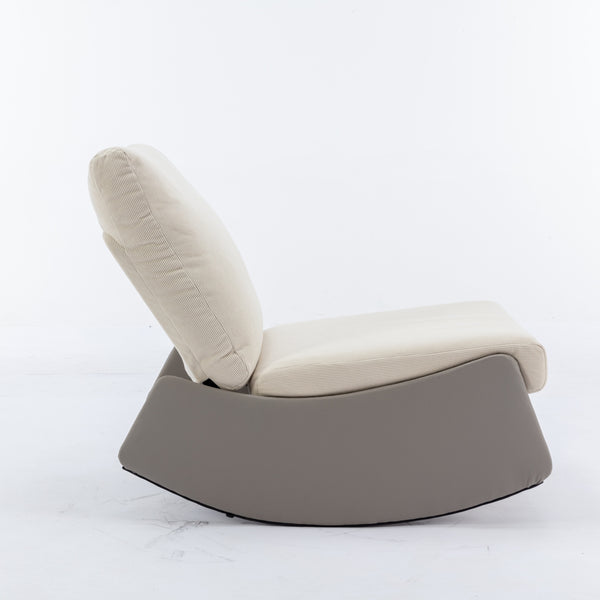English Elm Modern Rocking Chair Recliner with Adjustable Soft Backrest, Sturdy Frame, Plush Leg Support for Relaxing Gray+Beige W1143P163505