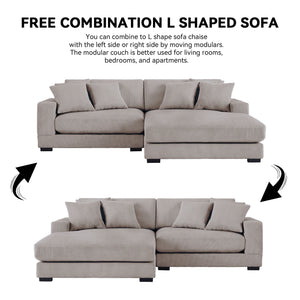 English Elm 106.28Inch Sectional Couch Covers L Shaped Sofa Covers Chaise Lounge Cover 2 Pieces Sofa Cover Soft With 6 Piece s Pillows For Living Room,Office.