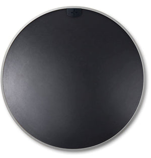 English Elm 32 Inch Round Metal Framed Bathroom Mirror 32" 4mm HD Glass Shatterproof Film Reinforced Hooks Elegant Wall Silver W2203P303268