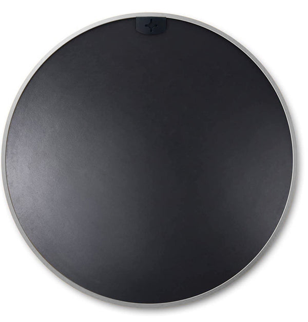 English Elm 32 Inch Round Metal Framed Bathroom Mirror 32" 4mm HD Glass Shatterproof Film Reinforced Hooks Elegant Wall Silver W2203P303268