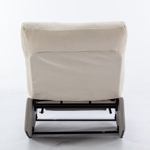 English Elm Modern Rocking Chair Recliner with Adjustable Soft Backrest, Sturdy Frame, Plush Leg Support for Relaxing Gray+Beige W1143P163505