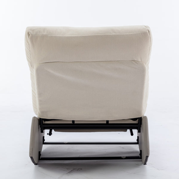 English Elm Modern Rocking Chair Recliner with Adjustable Soft Backrest, Stable Frame and Cushioned Leg Support Gray+Beige W1143P163505
