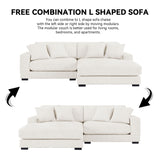 L-Shaped Sofa Covers, 2-Piece Set, Soft Beige Fabric - for Sectional Couch, Chaise Lounge - Living Room, Office