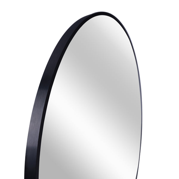 English Elm Black 20 Inch Metal Round Bathroom Mirror - 4mm HD Shatterproof Glass, Anti-Rust Aluminum Frame, Easy Install W2203P182009
