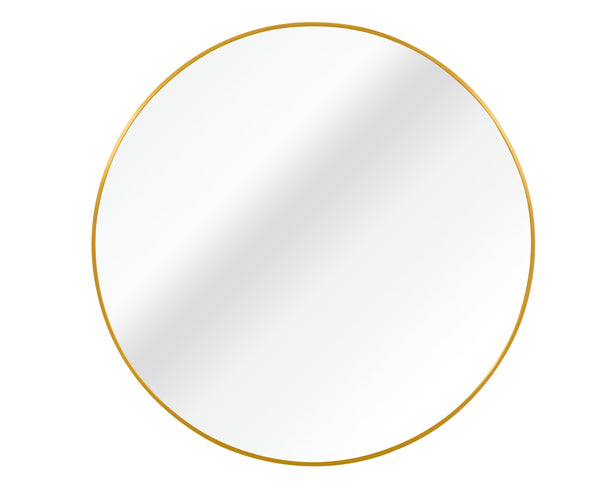 English Elm 36 Inch Round Metal Framed Bathroom Mirror 36" Large 4mm HD Glass Shatterproof Film Reinforced Hooks Gold W2203P303280