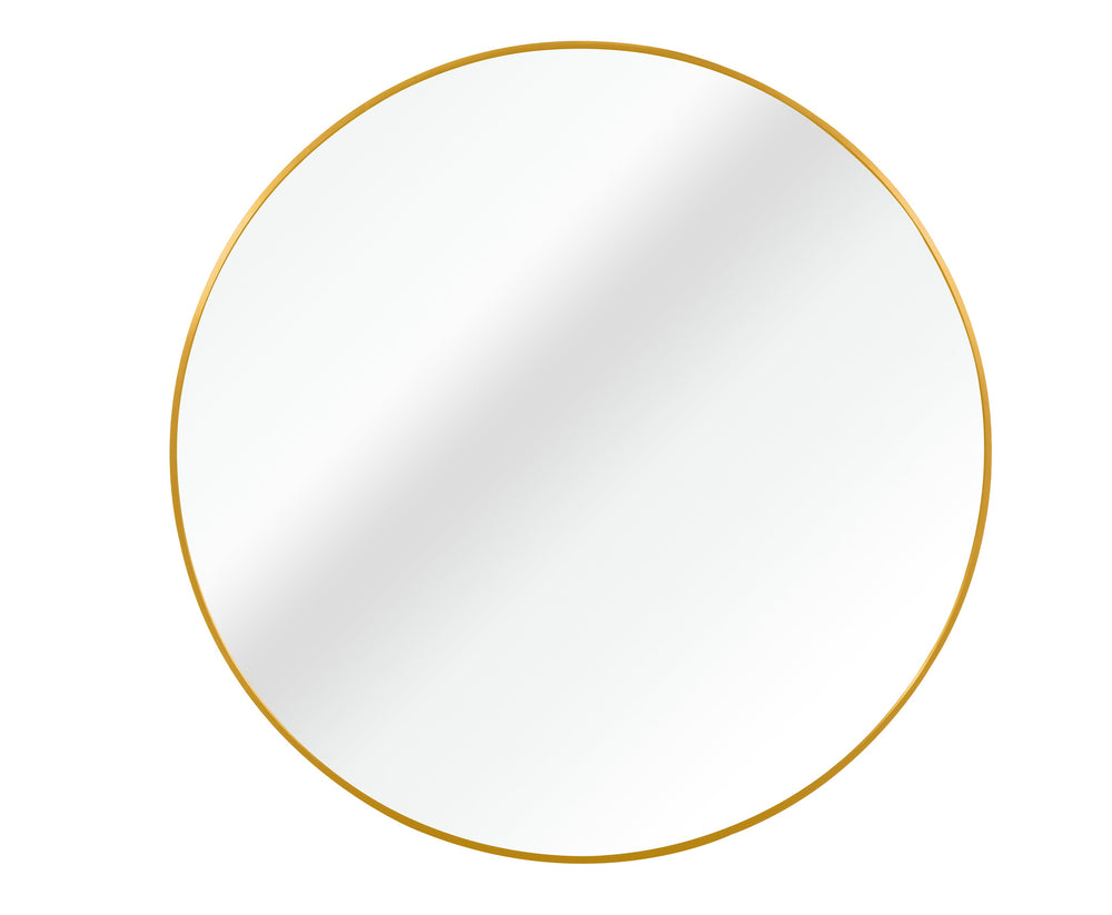 English Elm 30 Inch Metal Framed Round Bathroom Mirror for Wall — 4mm HD Shatterproof Glass, Rustproof Frame Gold W2203P303176