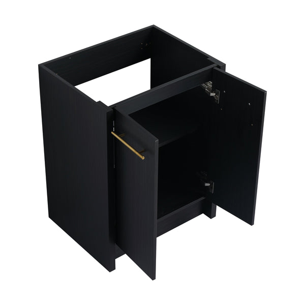 English Elm 24 Inch Freestanding Bathroom Vanity With Resin Sink, Soft-Close Doors & Adjustable Storage Options W999S00177