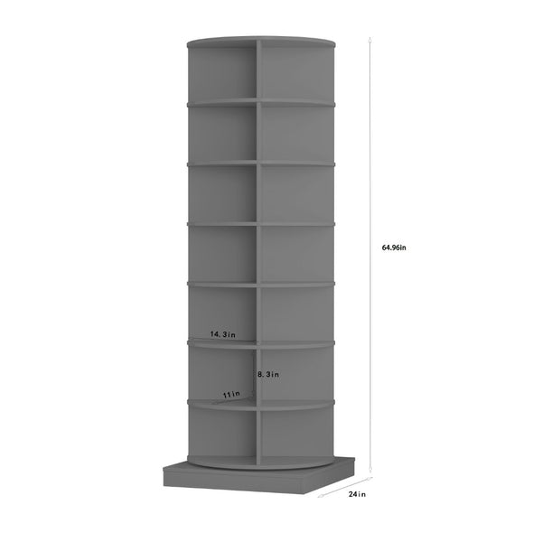 English Elm New Rotating Gray Shoe Tower with 7 Tiers Holds 28 Pairs for Entryway Storage W1320P156771