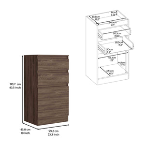 English Elm Dresser with Jewelry Box and Mirror, 43"H Single Door Cabinet with Two Drawers, Dark Walnut Finish Brown 51.57 L x 26.37 W x 5.51 H B097132971
