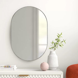 English Elm Silver 20 X 28 Inch Oval Mirror - Modern Brushed Aluminum Frame With Hd Glass For Stylish Spaces W2203P323149-GIGA
