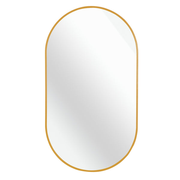 English Elm Gold Elegant 20 X 28 Inch Oval Wall Mirror - Modern Brushed Aluminum Frame With Safety Features W2203P323150
