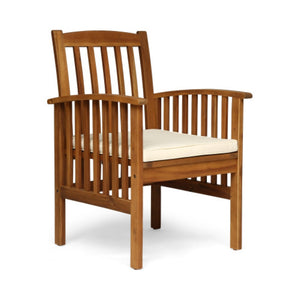 English Elm 7 Piece Solid Acacia Outdoor Dining Set with Teak Finish and Grey Cushioned Chairs N762S000038AAA