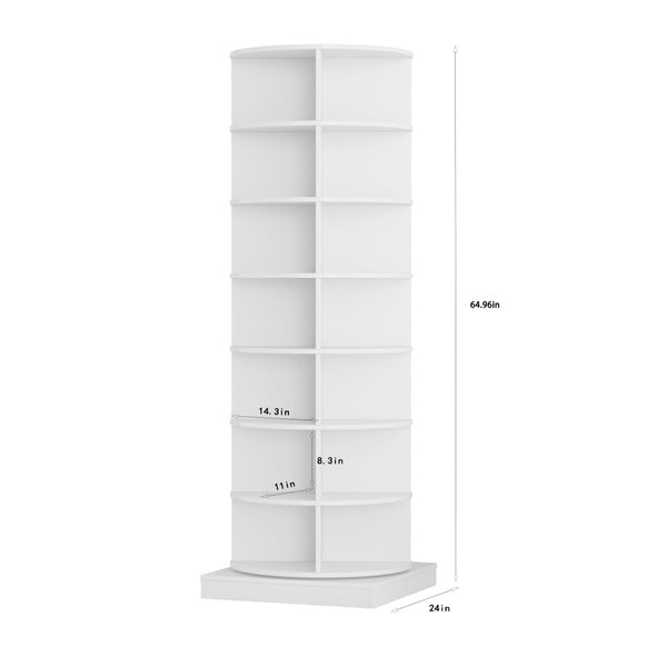 English Elm New Rotating Shoe Tower 7 Tier Cabinet Holds 28 Pairs with Full 360 Degree Access W1320P156770