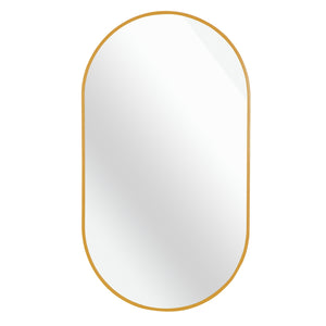 English Elm Gold Modern Oval Wall Mirror - 20 X 33 Inch Brushed Aluminum Frame With Hd Glass, Easy Install W2203P323188