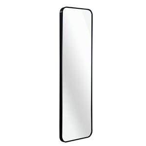 English Elm Black 47x14 in Door Mirror - 4mm HD Rectangular Glass, Brushed Aluminum Frame, Shatterproof Safety W2203P310392