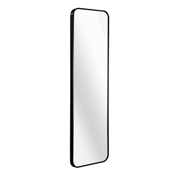 English Elm Black 47x14 in Door Mirror - 4mm HD Rectangular Glass, Brushed Aluminum Frame, Shatterproof Safety W2203P310392
