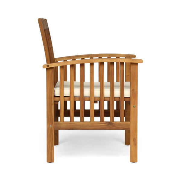 English Elm 7 Piece Solid Acacia Wood Outdoor Dining Set Six Chairs Slatted Table Patio Ready Brown,Teak N762S000037AAA
