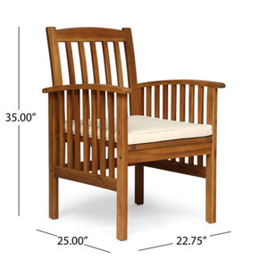 English Elm 7 Piece Solid Acacia Wood Outdoor Dining Set Six Chairs Slatted Table Patio Ready Brown,Teak N762S000037AAA