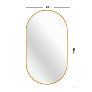 English Elm Gold Elegant 20 X 28 Inch Oval Wall Mirror - Modern Brushed Aluminum Frame With Safety Features W2203P323150