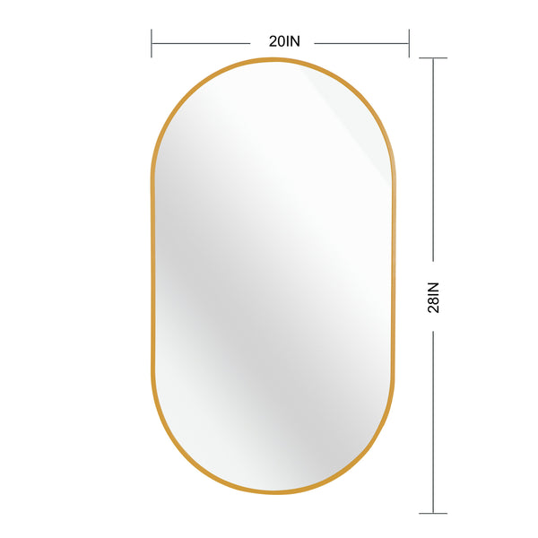 English Elm Gold Elegant 20 X 28 Inch Oval Wall Mirror - Modern Brushed Aluminum Frame With Safety Features W2203P323150