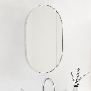 English Elm Silver 20 X 33 Inch Oval Mirror - Modern Aluminum Frame, High-Definition Glass, Easy Installation & Safety W2203P323189-GIGA