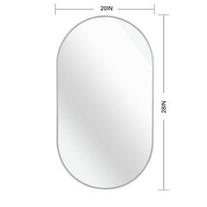 English Elm Silver 20 X 28 Inch Oval Mirror - Modern Brushed Aluminum Frame With Hd Glass For Stylish Spaces W2203P323149-GIGA