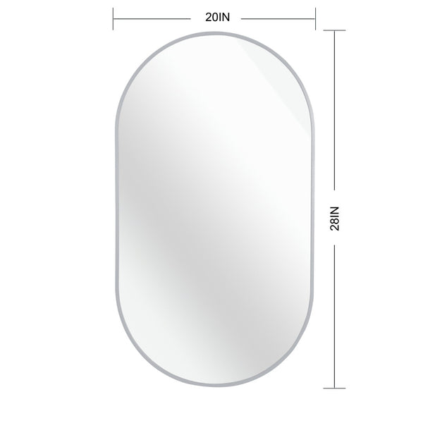 English Elm Silver 20 X 28 Inch Oval Mirror - Modern Brushed Aluminum Frame With Hd Glass For Stylish Spaces W2203P323149-GIGA