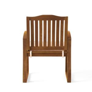 English Elm 7 Piece Solid Acacia Extendable Outdoor Dining Set Teak Finish with Cushioned Chairs N762S000045AAA