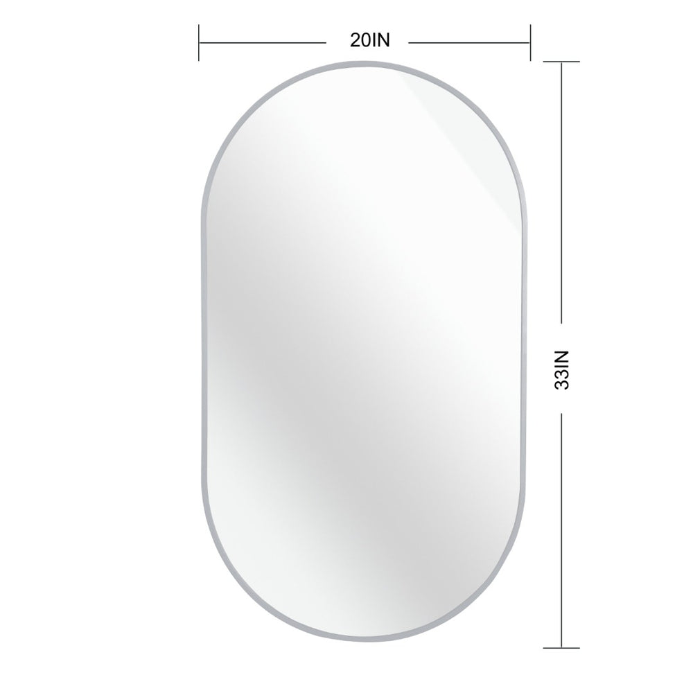 English Elm Silver 20 X 33 Inch Oval Mirror - Modern Aluminum Frame, High-Definition Glass, Easy Installation & Safety W2203P323189-GIGA