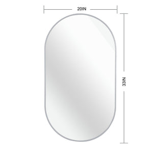 English Elm Silver 20 X 33 Inch Oval Mirror - Modern Aluminum Frame, High-Definition Glass, Easy Installation & Safety W2203P323189-GIGA