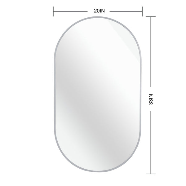English Elm Silver 20 X 33 Inch Oval Mirror - Modern Aluminum Frame, High-Definition Glass, Easy Installation & Safety W2203P323189-GIGA