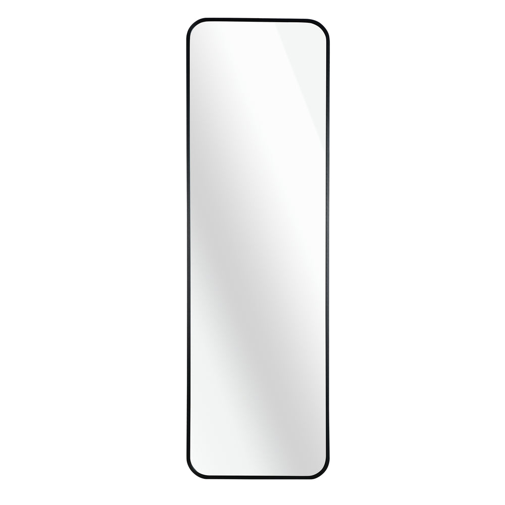 English Elm Black 47x14 in Door Mirror - 4mm HD Rectangular Glass, Brushed Aluminum Frame, Shatterproof Safety W2203P310392
