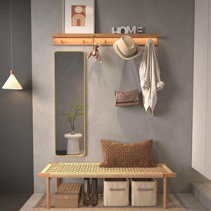 English Elm Gold 47 x 14IN Door mirror | 47x14in Rectangular Gold Aluminum Alloy Frame, 4mm HD Shatterproof Glass, Easy Install W2203P310394