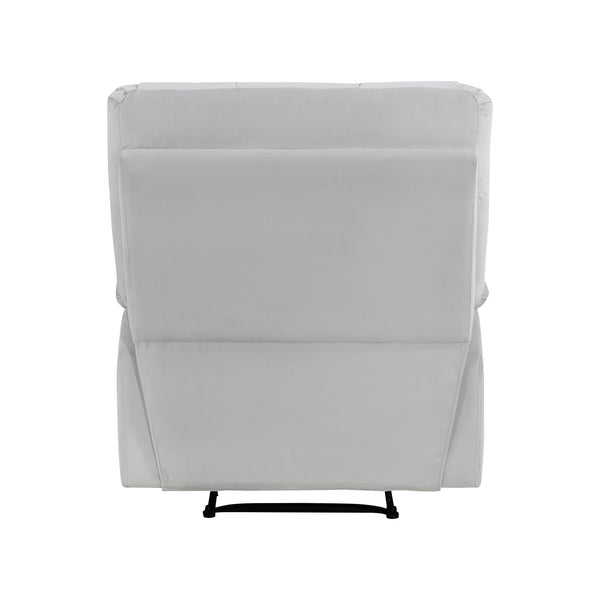 English Elm Reclining Chair with Velvet Upholstery, Square Tufted Back, Pillowtop Arms & Smooth Manual Recline Light Gray 32.5 L x 32.5 W x 26 H B011P182495