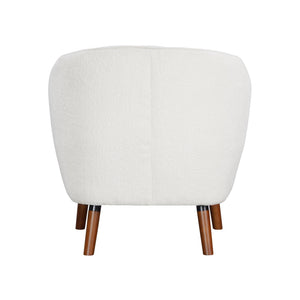English Elm Mid-Century Curved Channel-Tufted Accent Chair with Textured Chenille Upholstery and Wood Legs, Stylish Living Room Seat White 29.75 L x 26.5 W x 24.5 H B011P182510