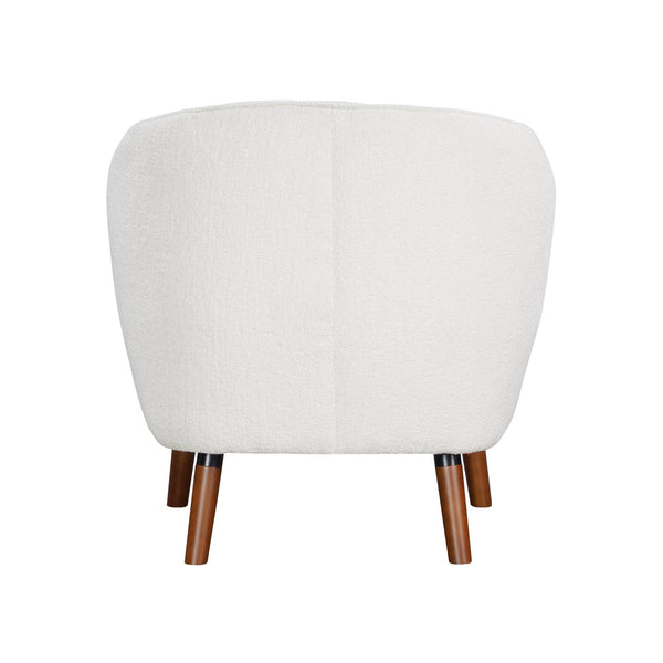 English Elm Mid-Century Curved Channel-Tufted Accent Chair with Textured Chenille Upholstery and Wood Legs, Stylish Living Room Seat White 29.75 L x 26.5 W x 24.5 H B011P182510