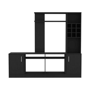 English Elm Kava Black Entertainment Center with Six Shelves & Double-Door Cabinet, Fits TVs up to 37", Sturdy Storage B200S00049