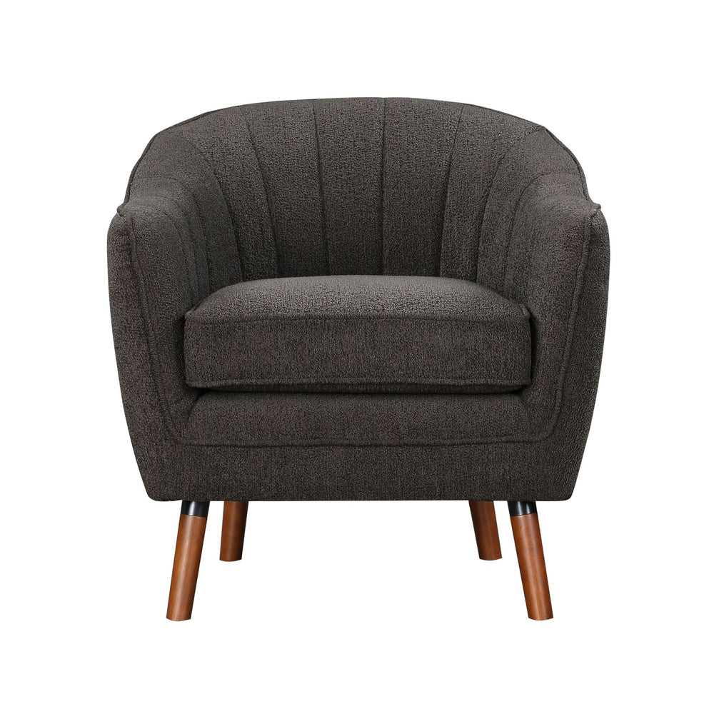 English Elm Mid-Century Curved Channel-Tufted Accent Chair with Textured Chenille Upholstery and Wood Legs, Stylish Living Room Seat Charcoal 29.75 L x 26.5 W x 24.5 H B011P182508