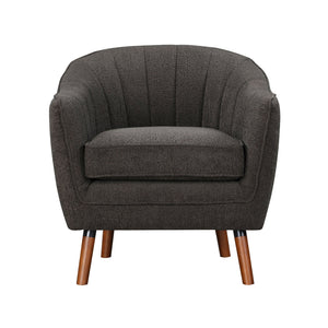 English Elm Mid-Century Curved Channel-Tufted Accent Chair with Textured Chenille Upholstery and Wood Legs, Stylish Living Room Seat Charcoal 29.75 L x 26.5 W x 24.5 H B011P182508