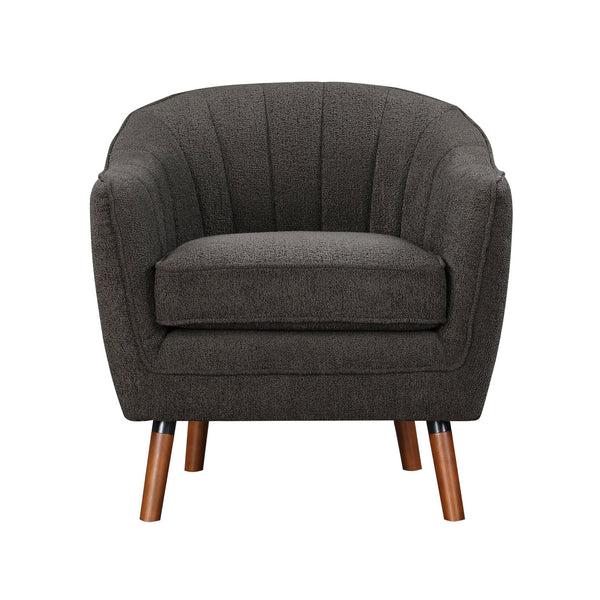English Elm Mid-Century Curved Channel-Tufted Accent Chair with Textured Chenille Upholstery and Wood Legs, Stylish Living Room Seat Charcoal 29.75 L x 26.5 W x 24.5 H B011P182508