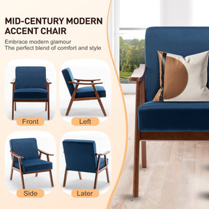 English Elm Mid-century Modern Wingback Accent Chair Solid Rubberwood Frame Tech Cloth Upholstery W2200P151516