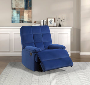 English Elm Reclining Chair with Velvet Upholstery, Square Tufted Back, Pillowtop Arms & Smooth Manual Recline Blue 32.5 L x 32.5 W x 26 H B011P182493